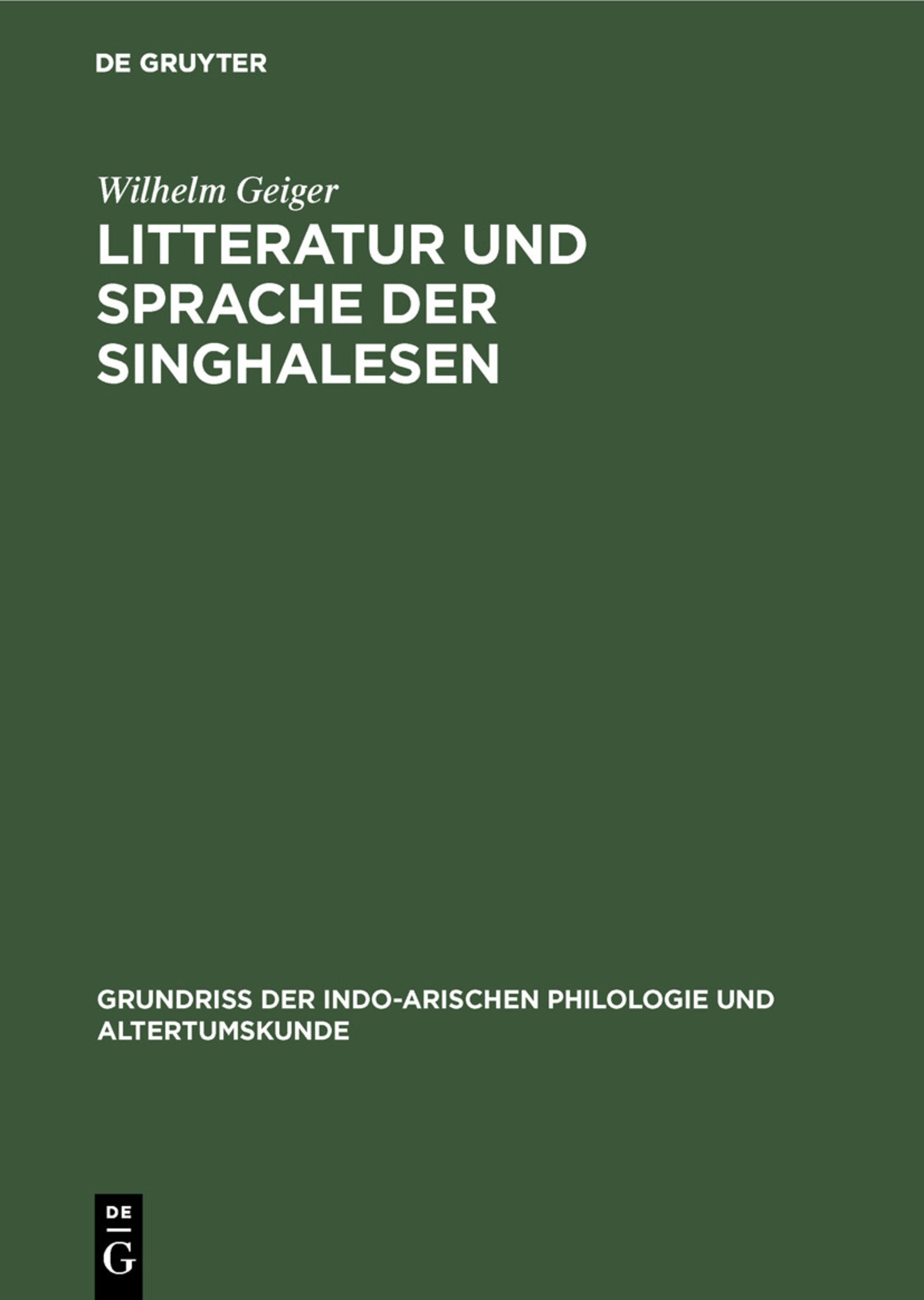 Cover image for Litteratur und Sprache der Singhalesen ISBN 9783111244082